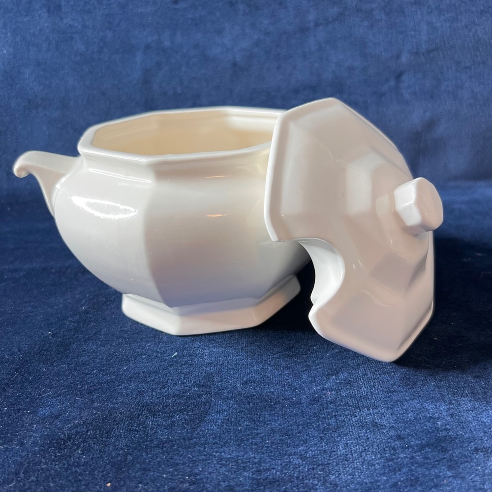 Vintage White Octagonal Gravy Tureen